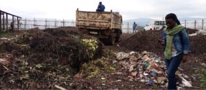 Figure: Waste unloading and separation at Mulungu waste processing center 