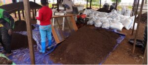 Figure: Sieving and packaging of the produced compost at Mudaka.